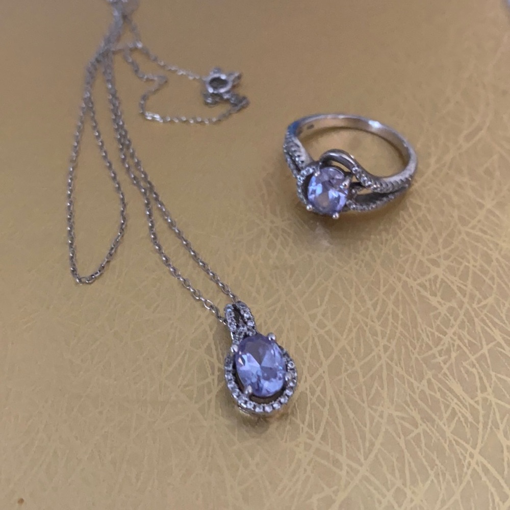 Silver Ring and Necklace Set
